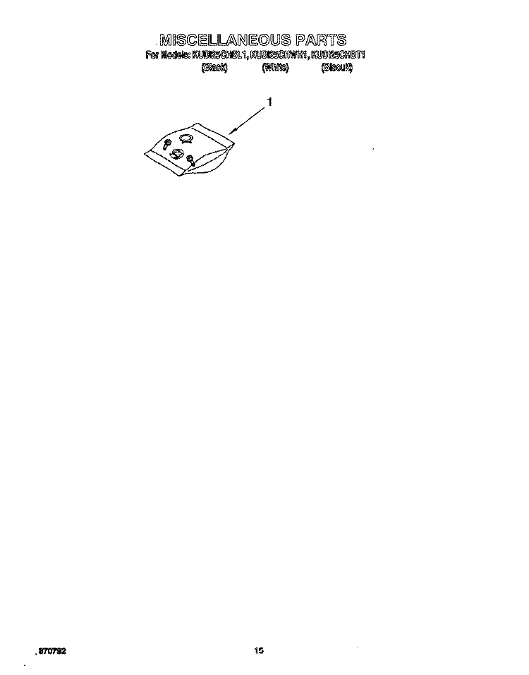 MISCELLANEOUS, LIT/OPTIONAL Diagram and Parts List for KUDI25CHBT1  KitchenAid Dishwasher