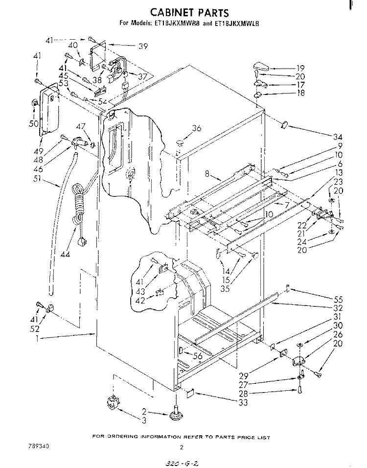 CABINET Diagram and Parts List for ET18JKXMWRB  Whirlpool Refrigerator