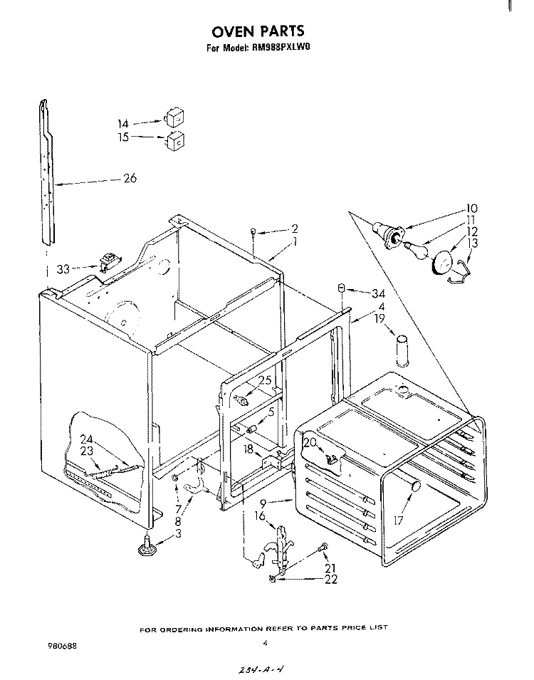 OVEN Diagram and Parts List for RM988PXLW0  Whirlpool Microwave Oven Combo