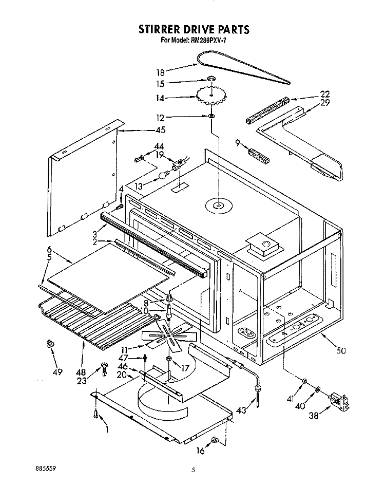 STIRRER DRIVE, OPTIONAL Diagram and Parts List for RM288PXV7  Whirlpool Microwave Oven Combo