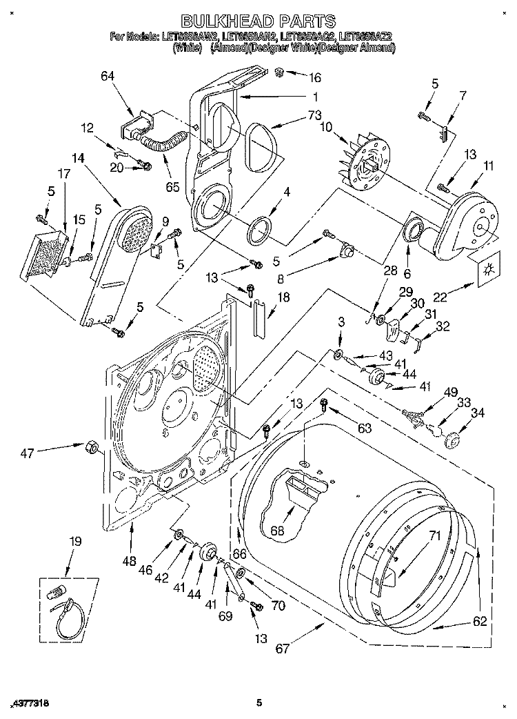 SECTION Diagram and Parts List for LET8858AQ2  Whirlpool Dryer