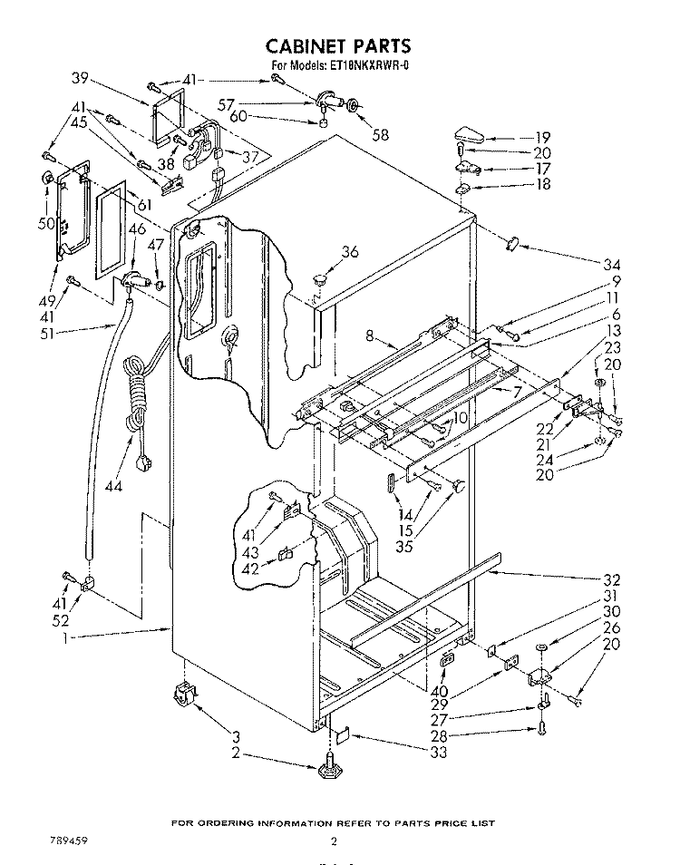 CABINET Diagram and Parts List for ET18NKXRWR0  Whirlpool Refrigerator