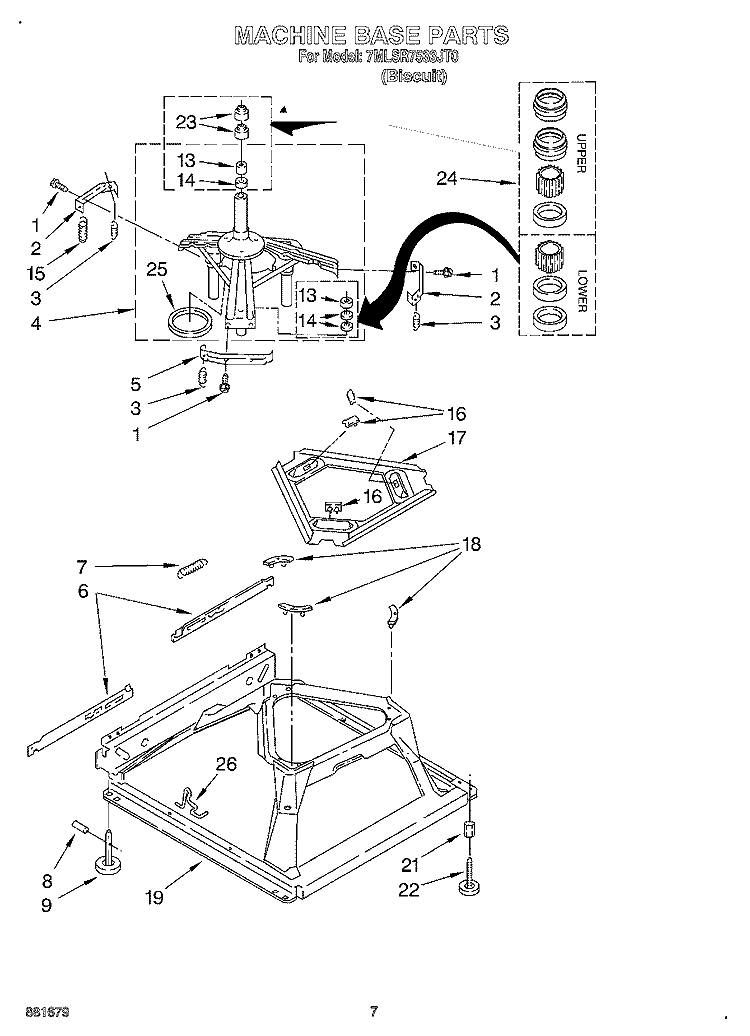 MACHINE BASE Diagram and Parts List for 7MLSR7533JT0  Whirlpool Washer