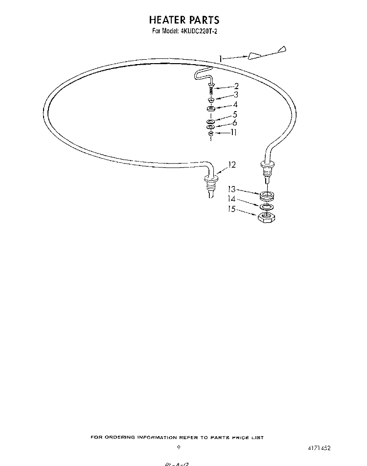 HEATER Diagram and Parts List for 4KUDC220T2  KitchenAid Dishwasher