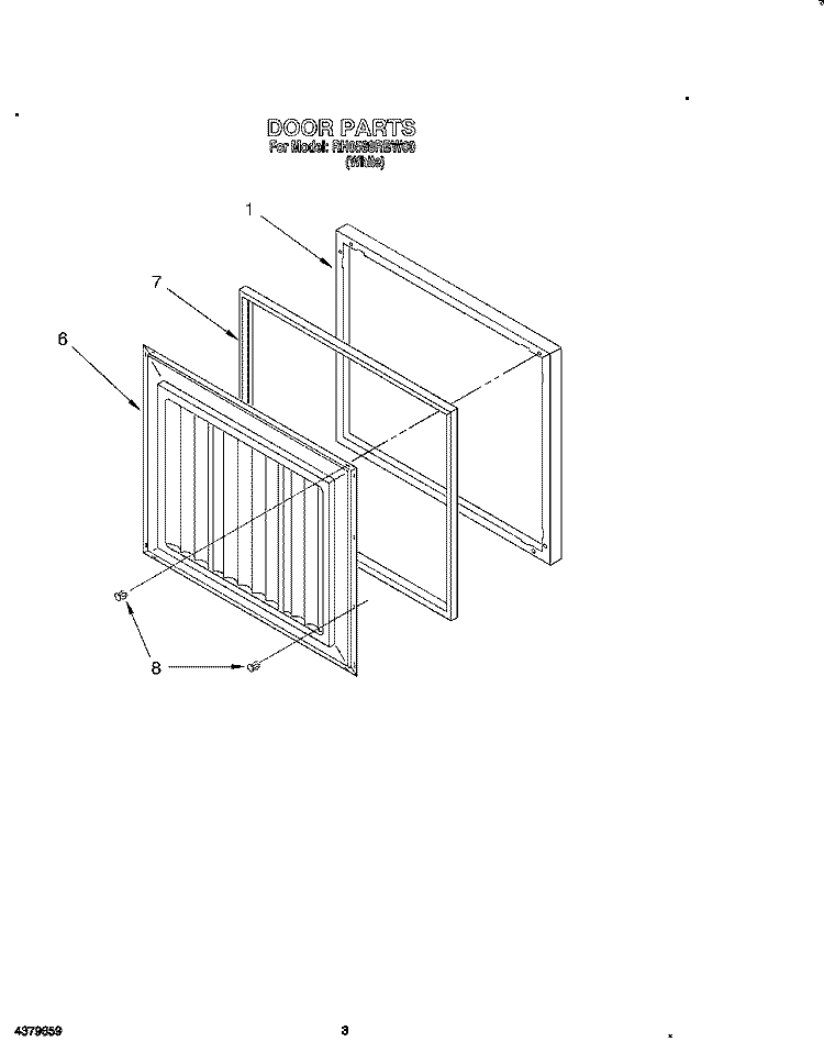 SECTION Diagram and Parts List for RH0588RBW00  Roper Freezer