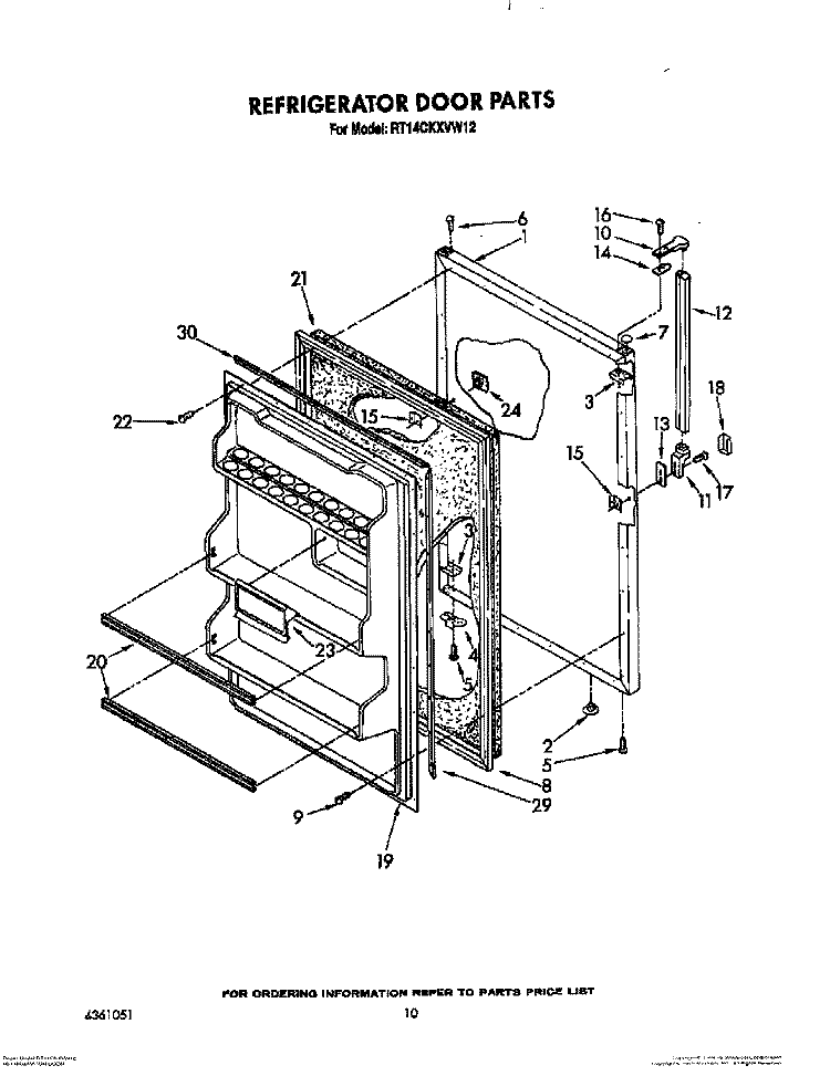 REFRIGERATOR DOOR, LIT/OPTIONAL Diagram and Parts List for RT14CKXVW12  Roper Refrigerator