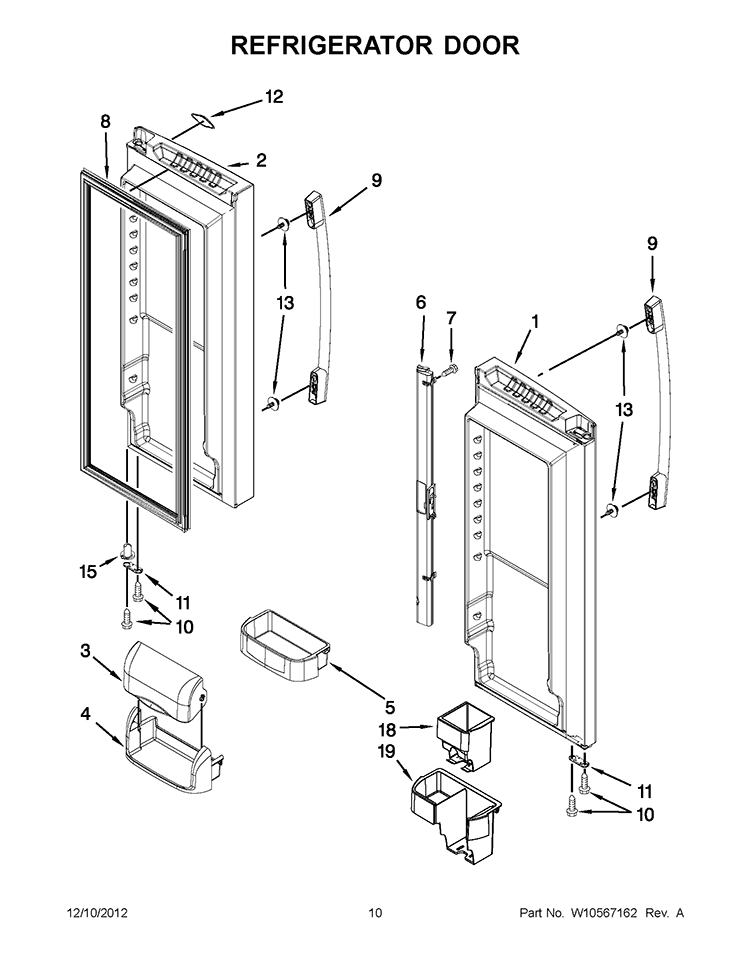 REFRIGERATOR DOOR Diagram and Parts List for GX5FHDXVB08  Whirlpool Refrigerator