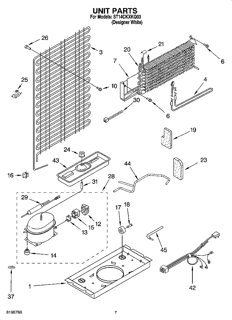 UNIT PARTS Diagram and Parts List for ST14CKXKQ03  Whirlpool Refrigerator