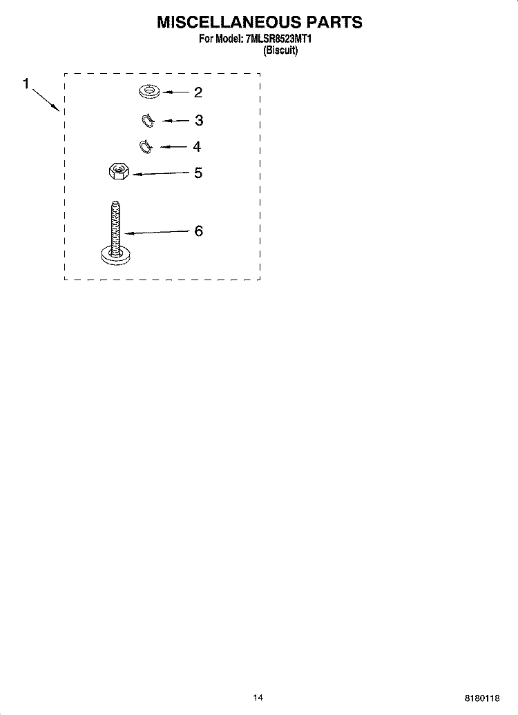 MISCELLANEOUS PARTS OPTIONAL PARTS (NOT INCLUDED) Diagram and Parts List for 7MLSR8523MT1  Whirlpool Washer