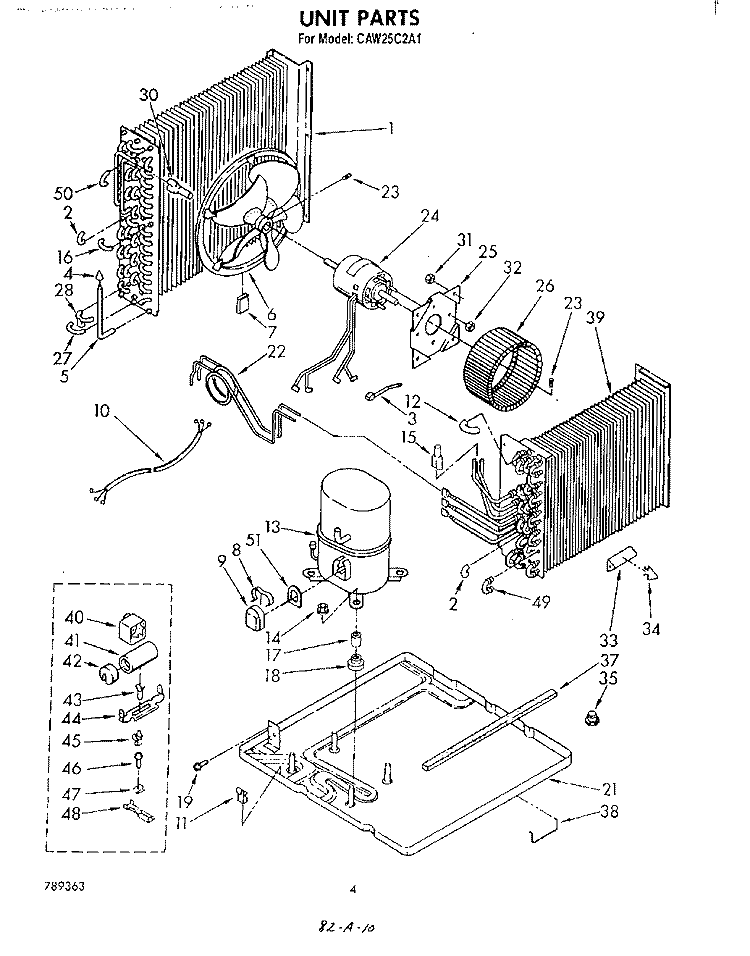 UNIT Diagram and Parts List for CAW25C2A1  Whirlpool Air Conditioner