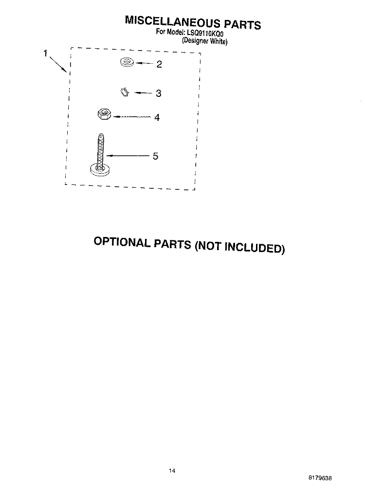 MISCELLANEOUS, OPTIONAL Diagram and Parts List for LSQ9110KQ0  Whirlpool Washer