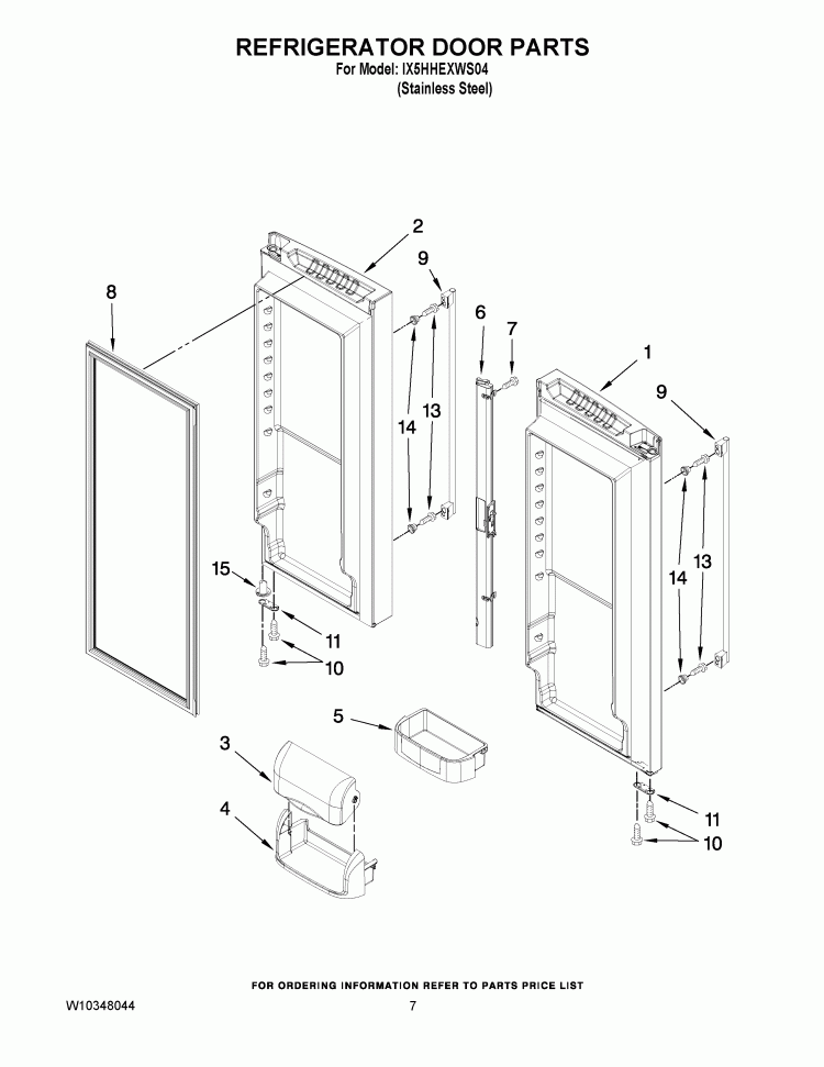 REFRIGERATOR DOOR PARTS Diagram and Parts List for IX5HHEXWS04  Whirlpool Refrigerator