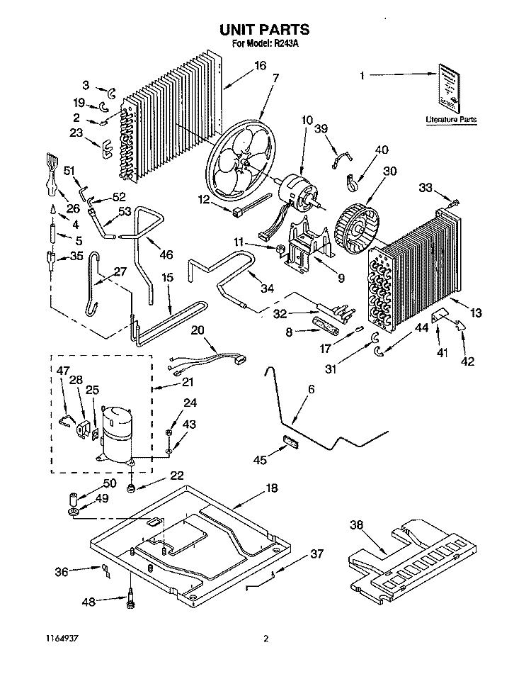 UNIT, LITERATURE Diagram and Parts List for R243A  Whirlpool Air Conditioner