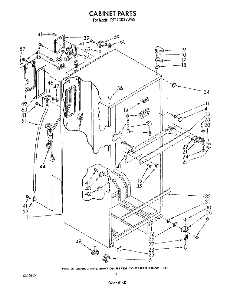 CABINET Diagram and Parts List for RT14CKXVW00  Roper Refrigerator