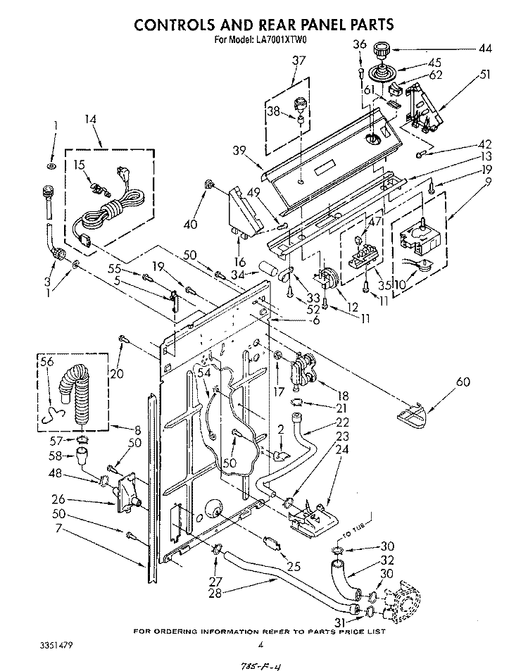 CONTROLS AND REAR PANEL Diagram and Parts List for LA7001XTW0  Whirlpool Washer