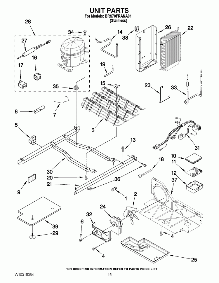 UNIT PARTS Diagram and Parts List for BRS70FRANA01  Whirlpool Refrigerator