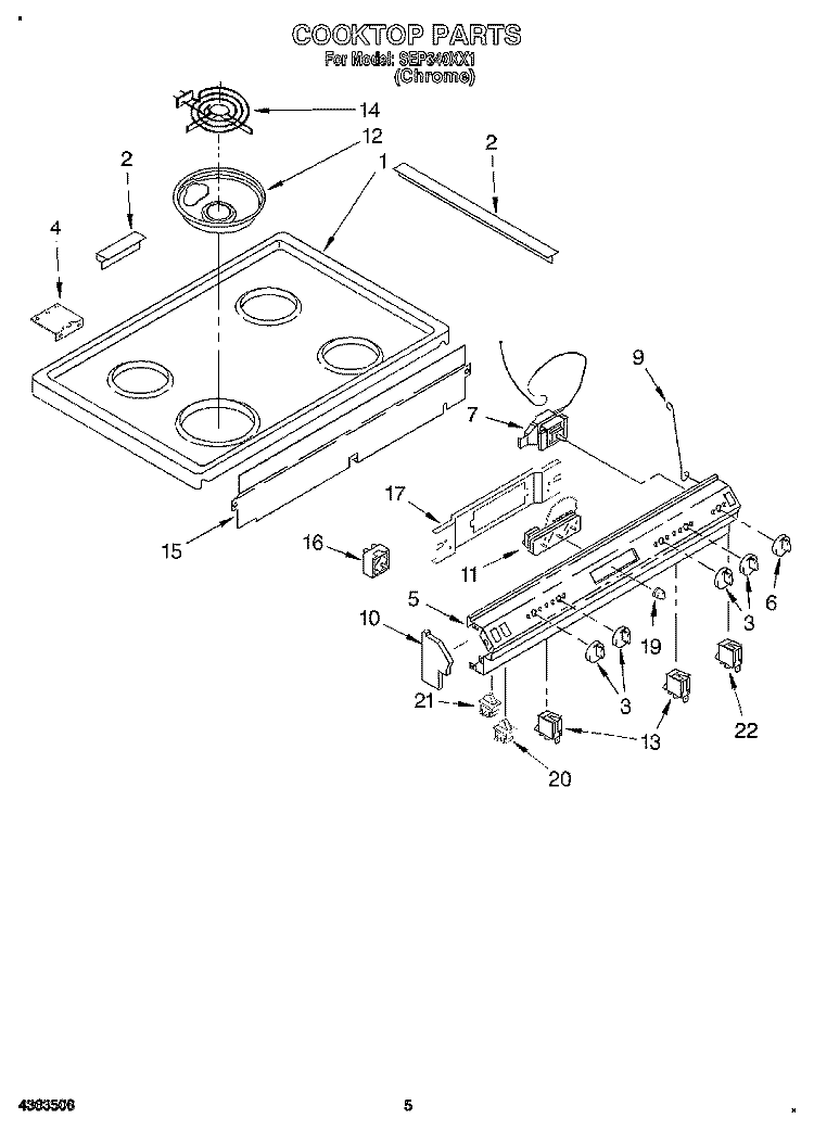 COOKTOP Diagram and Parts List for SEP340XX1  Roper Range