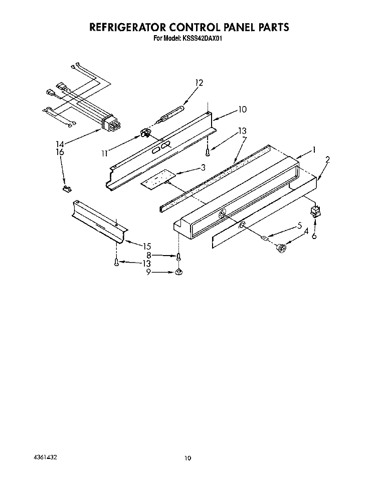REFRIGERATOR CONTROL PANEL Diagram and Parts List for KSSS42DAX01  KitchenAid Refrigerator