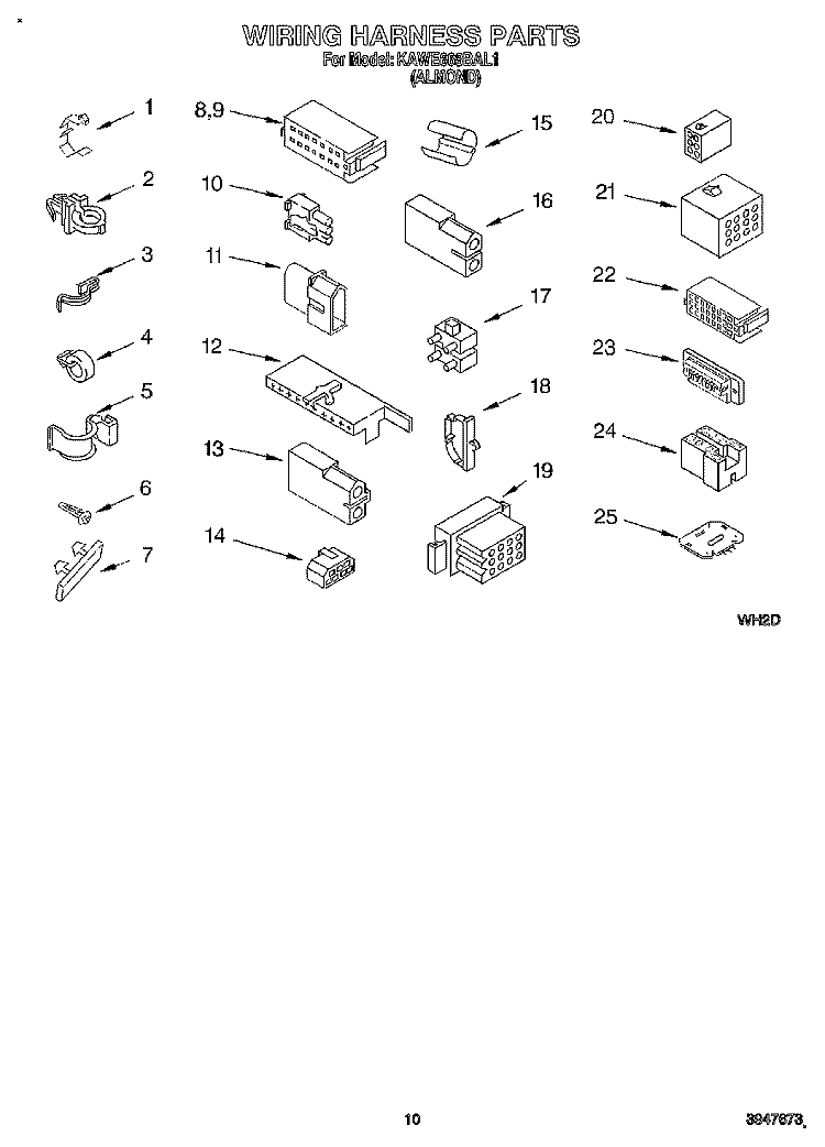 WIRING HARNESS Diagram and Parts List for KAWE668BAL1  KitchenAid Washer