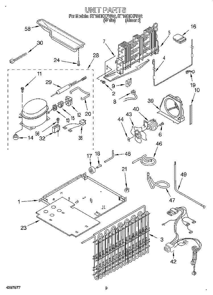 UNIT, LIT/OPTIONAL Diagram and Parts List for RT18DKXFW02  Roper Refrigerator