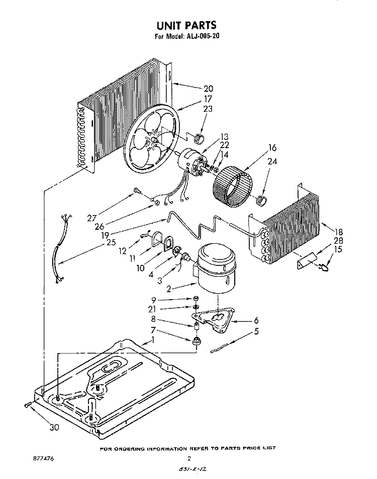 SECTION Diagram and Parts List for ALJ00520  Whirlpool Air Conditioner