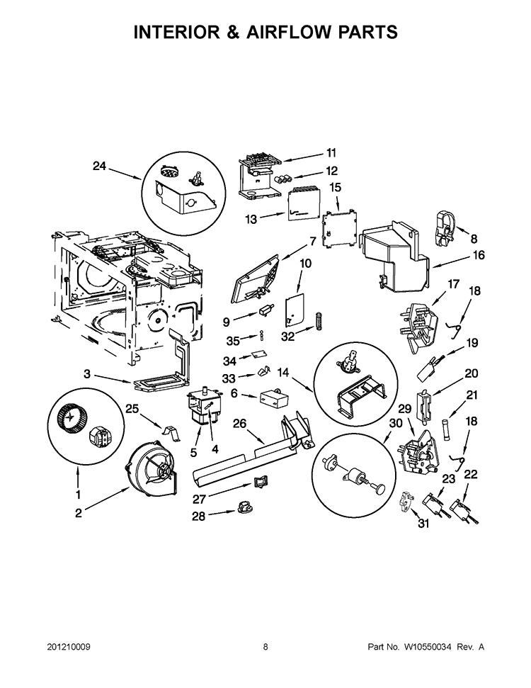 INTERIOR & AIRFLOW PARTS Diagram and Parts List for KHHC2090SSS3  KitchenAid Microwave