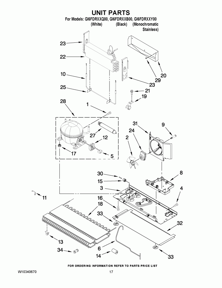 UNIT PARTS Diagram and Parts List for GI6FDRXXB00  Whirlpool Refrigerator