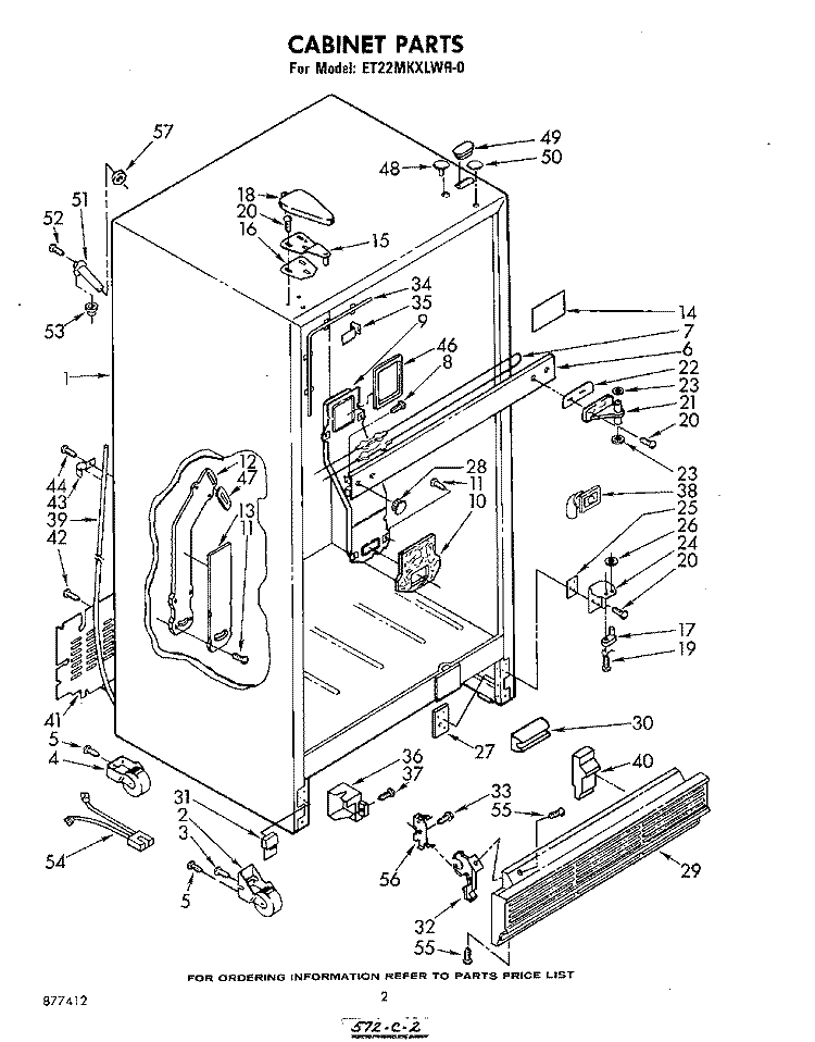CABINET Diagram and Parts List for ET22MKXLWR0  Whirlpool Refrigerator