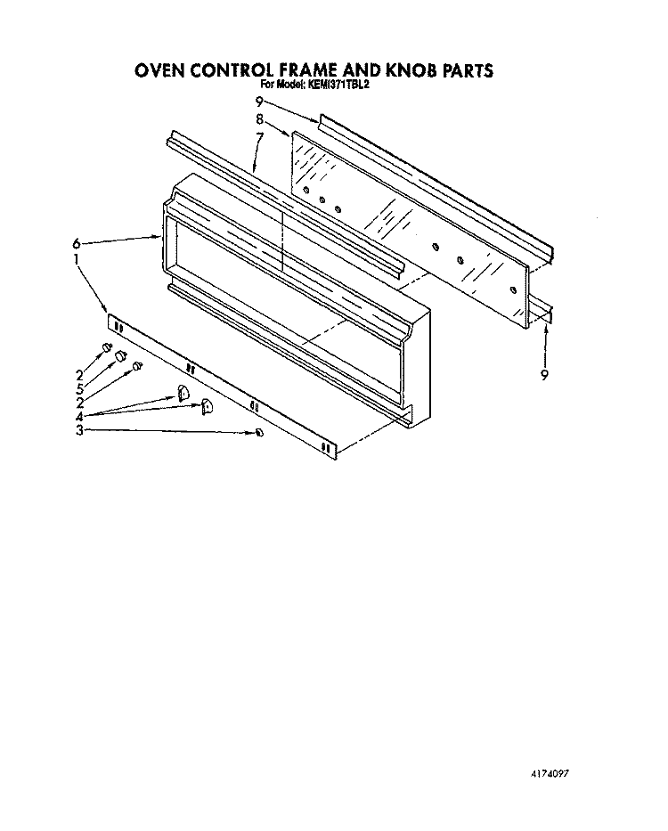 OVEN CONTROL FRAME AND KNOB Diagram and Parts List for KEMI371TBL2  KitchenAid Microwave Oven Combo
