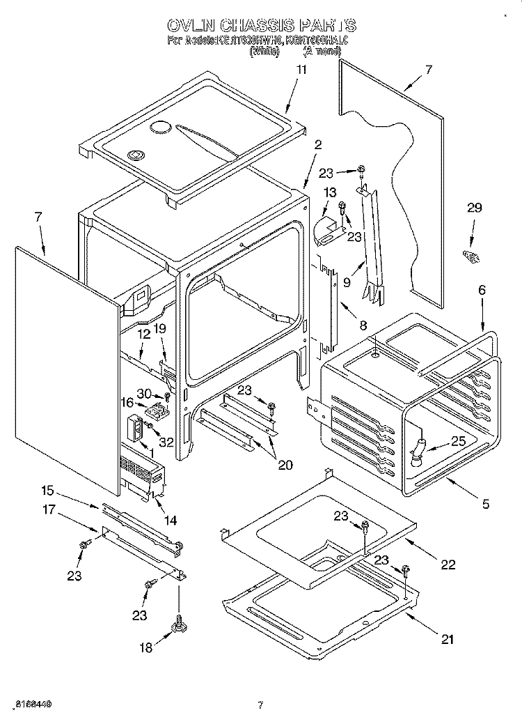 OVEN CHASSIS Diagram and Parts List for KGRT600HAL0  KitchenAid Range