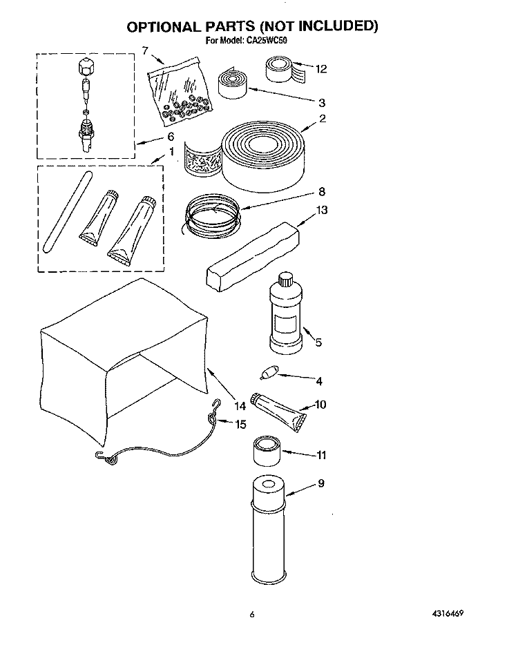 OPTIONAL Diagram and Parts List for CA25WC50  Whirlpool Air Conditioner