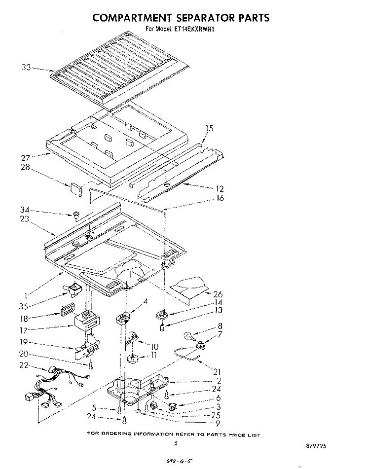 COMPARTMENT SEPARATOR Diagram and Parts List for ET14EKXRWR1  Whirlpool Refrigerator