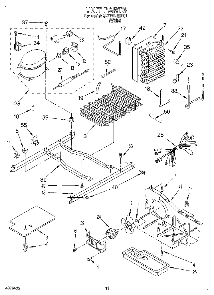UNIT Diagram and Parts List for 3XART700F01  Whirlpool Refrigerator
