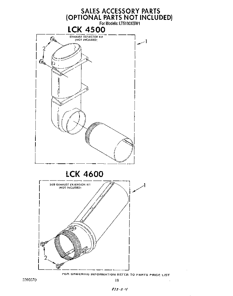 LCK 4500 , LCK 4600 Diagram and Parts List for LT5100XSW1  Whirlpool Washer Dryer Combo