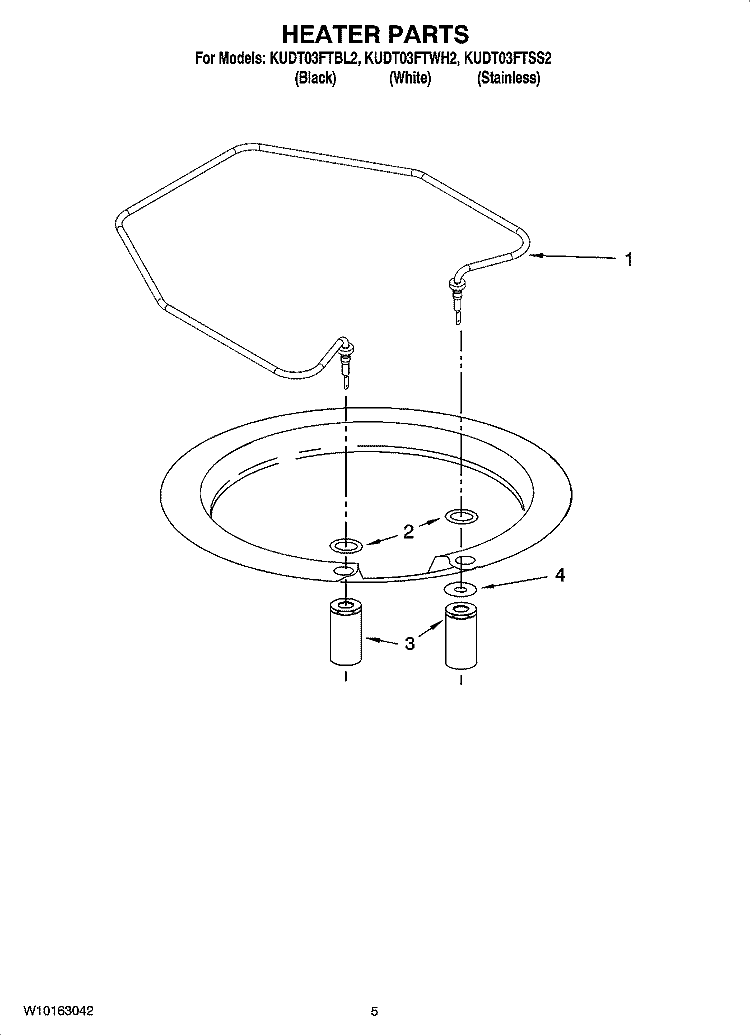 HEATER PARTS Diagram and Parts List for KUDT03FTBL2  KitchenAid Dishwasher