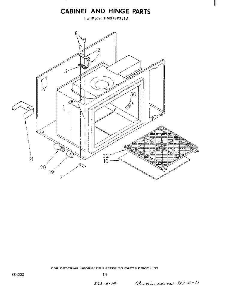 CABINET AND HINGE Diagram and Parts List for RM973PXLT0  Whirlpool Microwave Oven Combo