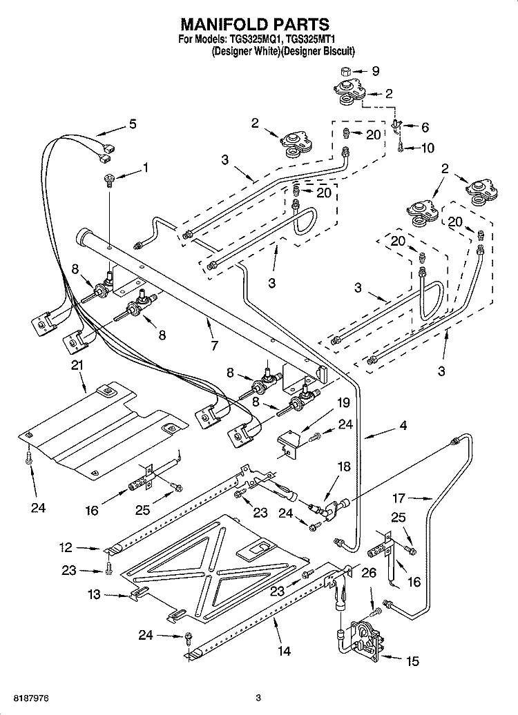 MANIFOLD PARTS Diagram and Parts List for TGS325MQ1  Estate Range