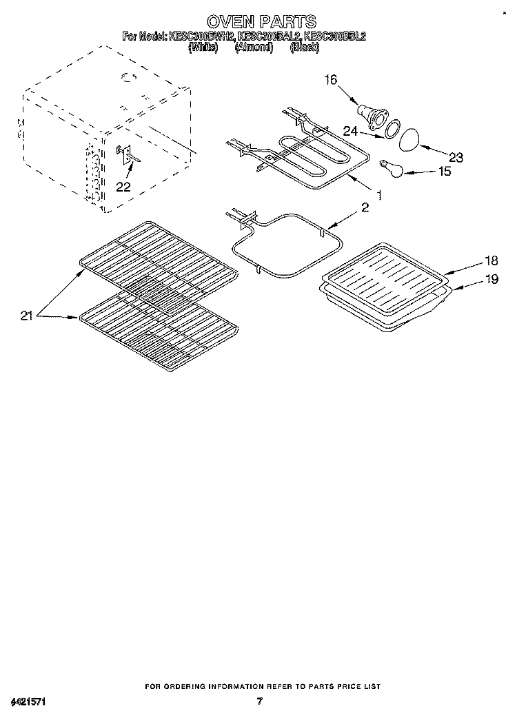 OVEN Diagram and Parts List for KESC300BAL2  KitchenAid Range