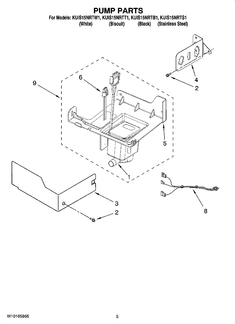 PUMP PARTS Diagram and Parts List for KUIS15NRTS1  KitchenAid Ice Maker