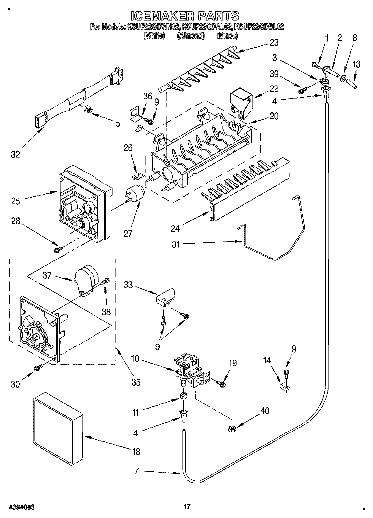 ICEMAKER Diagram and Parts List for KSUP22QDBL02  KitchenAid Refrigerator