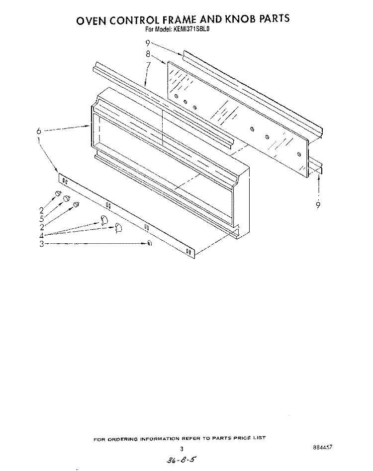 OVEN CONTROL FRAME AND KNOB Diagram and Parts List for KEMI371SBL0  KitchenAid Microwave Oven Combo