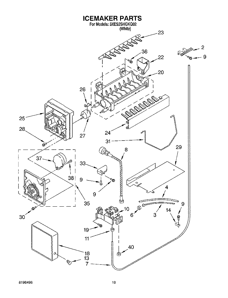 ICEMAKER PARTS, PARTS NOT ILLUSTRATED Diagram and Parts List for 3XES2SHGKQ02  Whirlpool Refrigerator