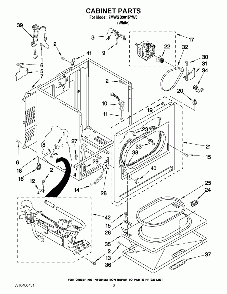 CABINET PARTS Diagram and Parts List for 7MWGD9015YW0  Whirlpool Dryer