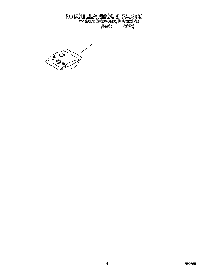MISCELLANEOUS, LIT/OPTIONAL Diagram and Parts List for RUD5000HB0  Roper Dishwasher