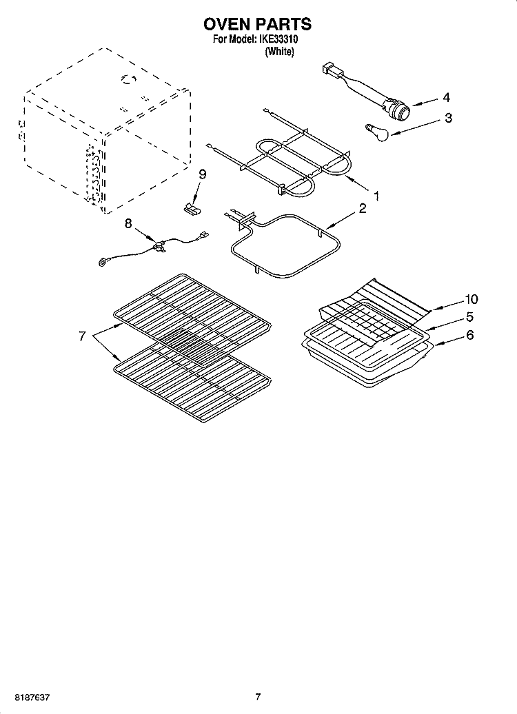 OVEN PARTS, MISCELLANEOUS PARTS Diagram and Parts List for IKE33310  Inglis Range