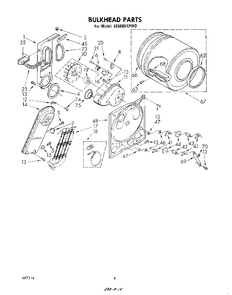 SECTION Diagram and Parts List for LE5805XPW0  Whirlpool Dryer