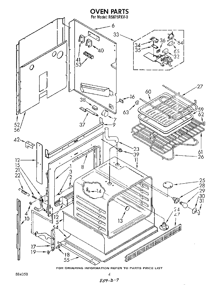 OVEN Diagram and Parts List for RS675PXV0  Whirlpool Range
