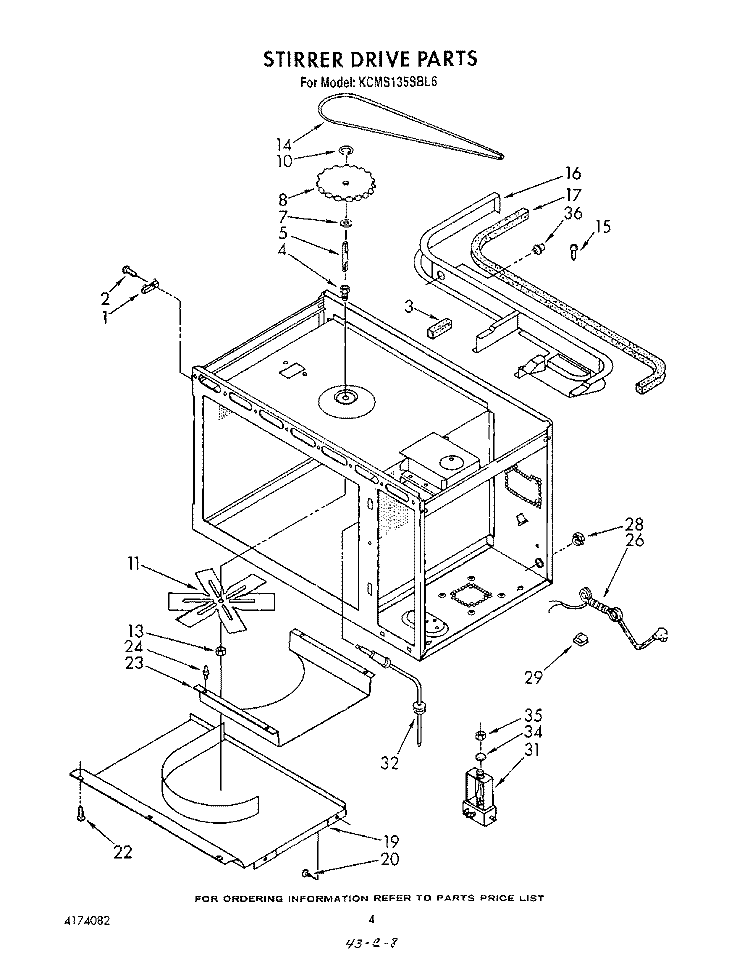 STIRRER DRIVE Diagram and Parts List for KCMS135SBL6  KitchenAid Microwave