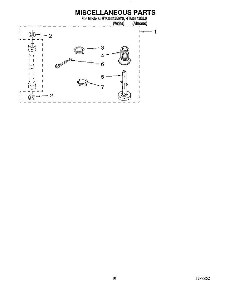 MISCELLANEOUS, LIT/OPTIONAL Diagram and Parts List for RTG5243BL0  Roper Washer Dryer Combo