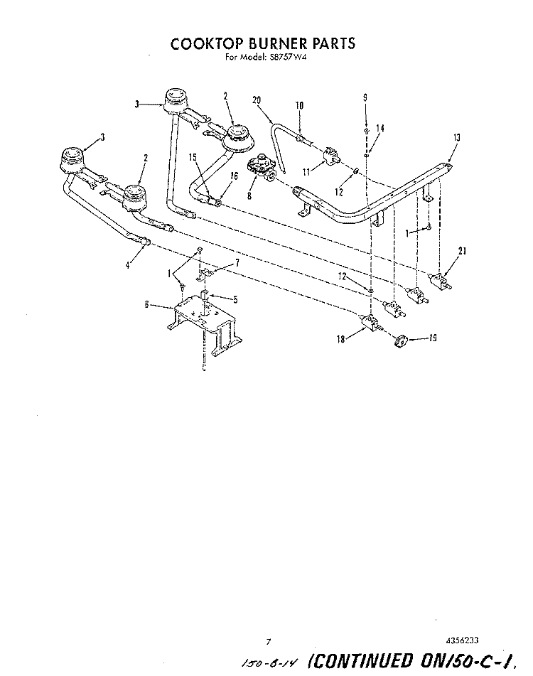 COOKTOP BURNER Diagram and Parts List for S8757^4  Whirlpool Range